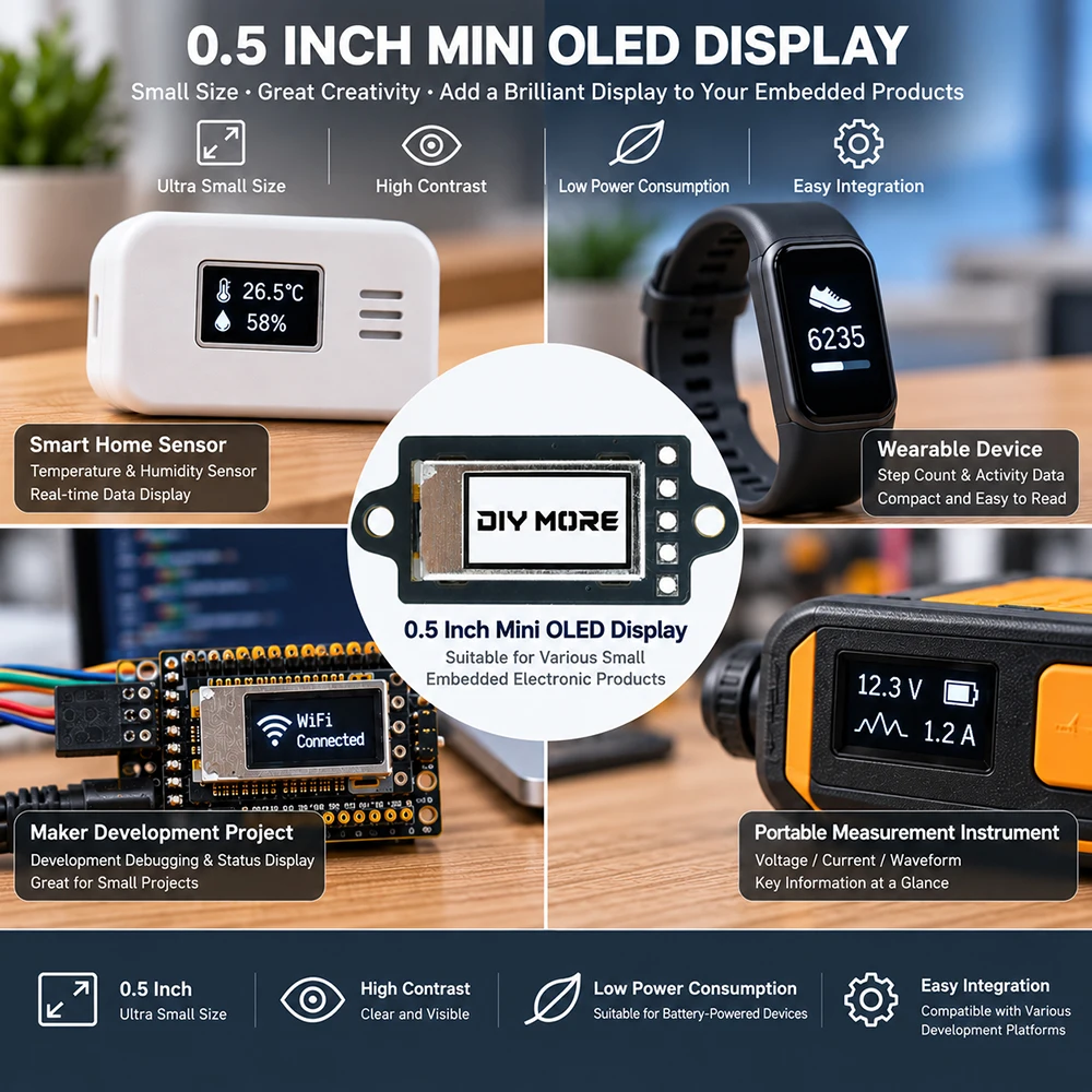 0.5 Inch OLED Display Screen White DC 3.3V-5V With ST7312 Driver IC Mini OLED Module 88x48 Resolution For DIY Electronics