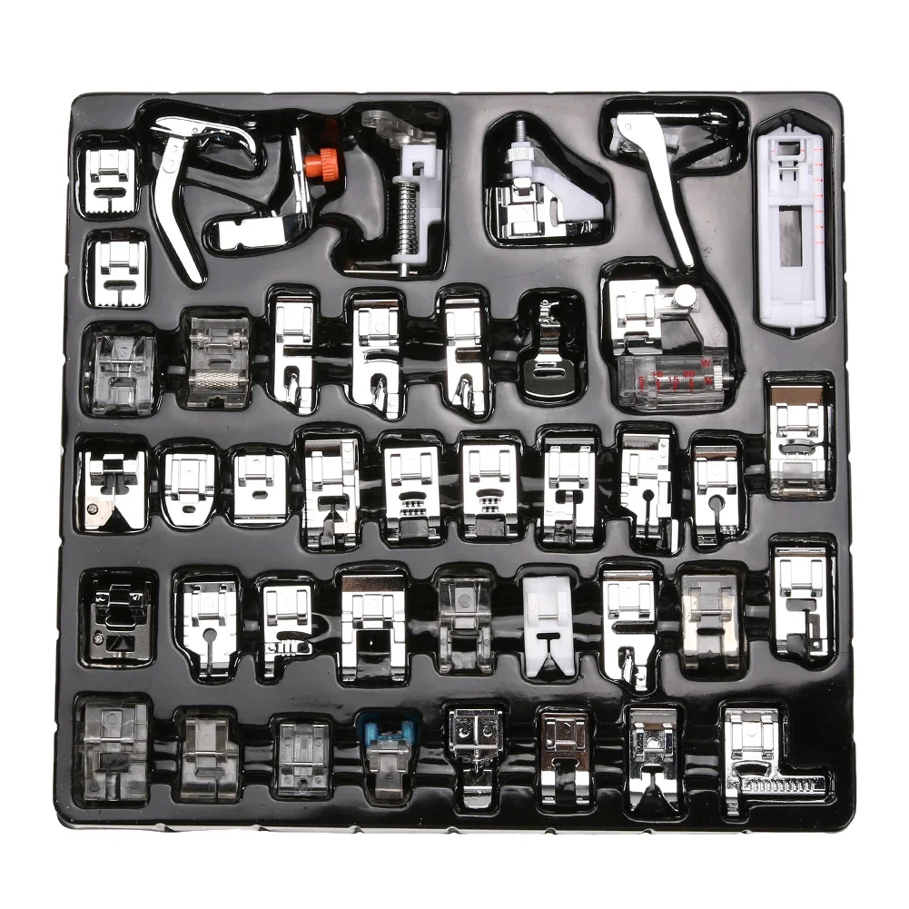 

42pcs Sewing Machine Foot Professional Household with Edge Guide Home Tool with Packing Box Set for All Low Shank Snap-On Singer