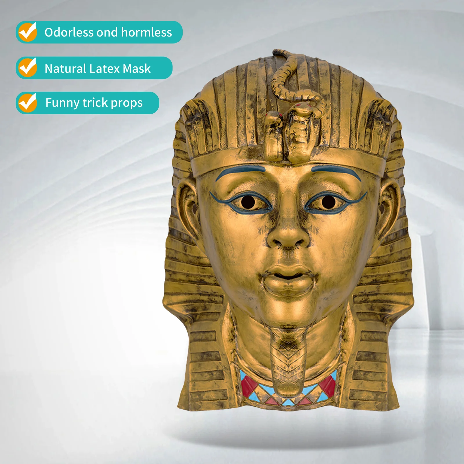 

Золотая маска египетского фараона Тутанхамона, настенное украшение, винтажная скульптура в стиле египетской культуры для декора дома или бара.