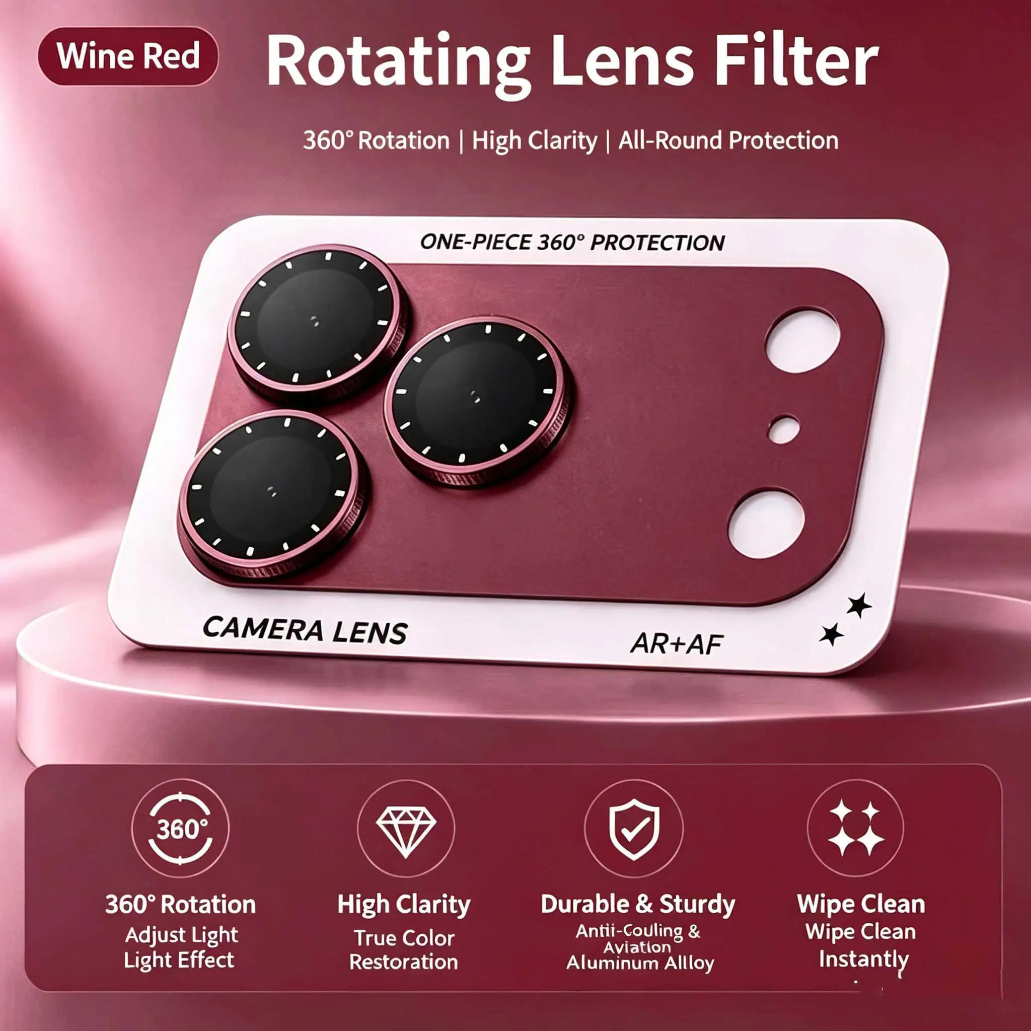 360° Rotation Adjustable Light Effect Camera Lens Filter For iPhone 18 17 Pro Max 18 17 Pro Instantly Anti Collision Lens Cover