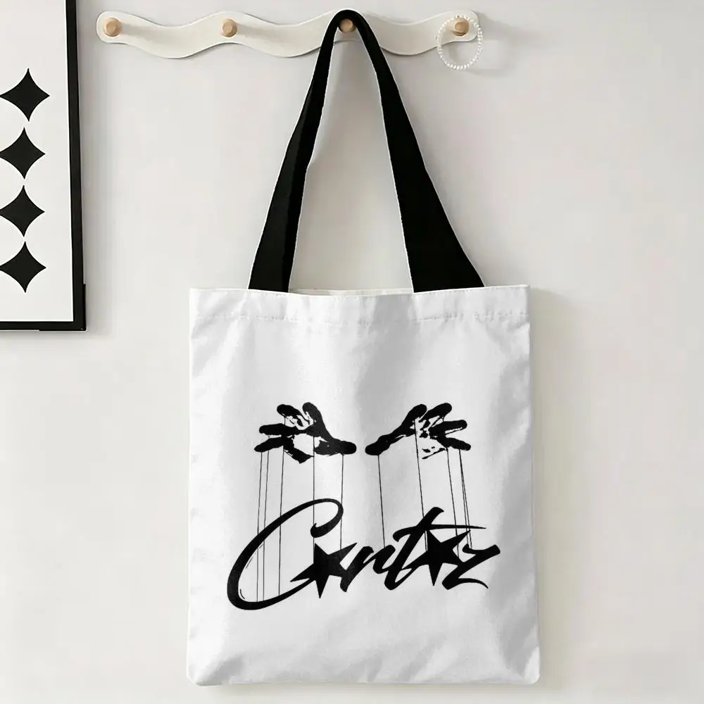 Fashion C_Corteiz Logo Storage Bags Large Eco Friendly Capacity Canvas Shopping Bag Shoulder Handbag Daily Use
