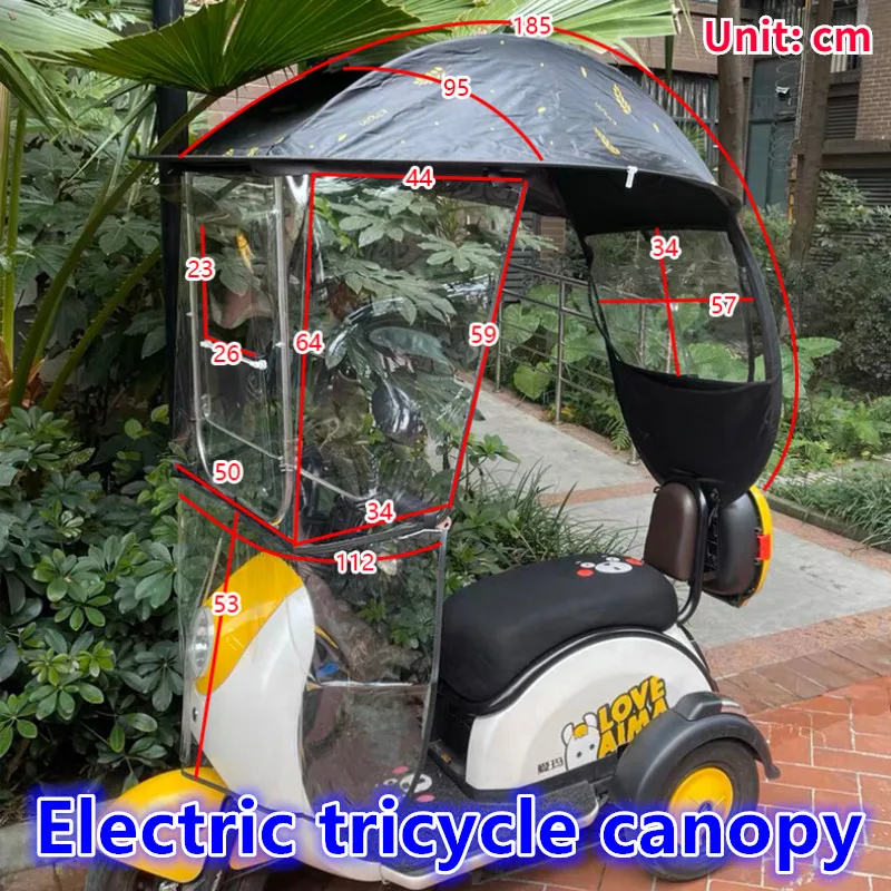 Electric Tricycle Canopy Fully Enclosed Transparent Scooter Windproof Thickened Motorcycle Covers Four Seasons