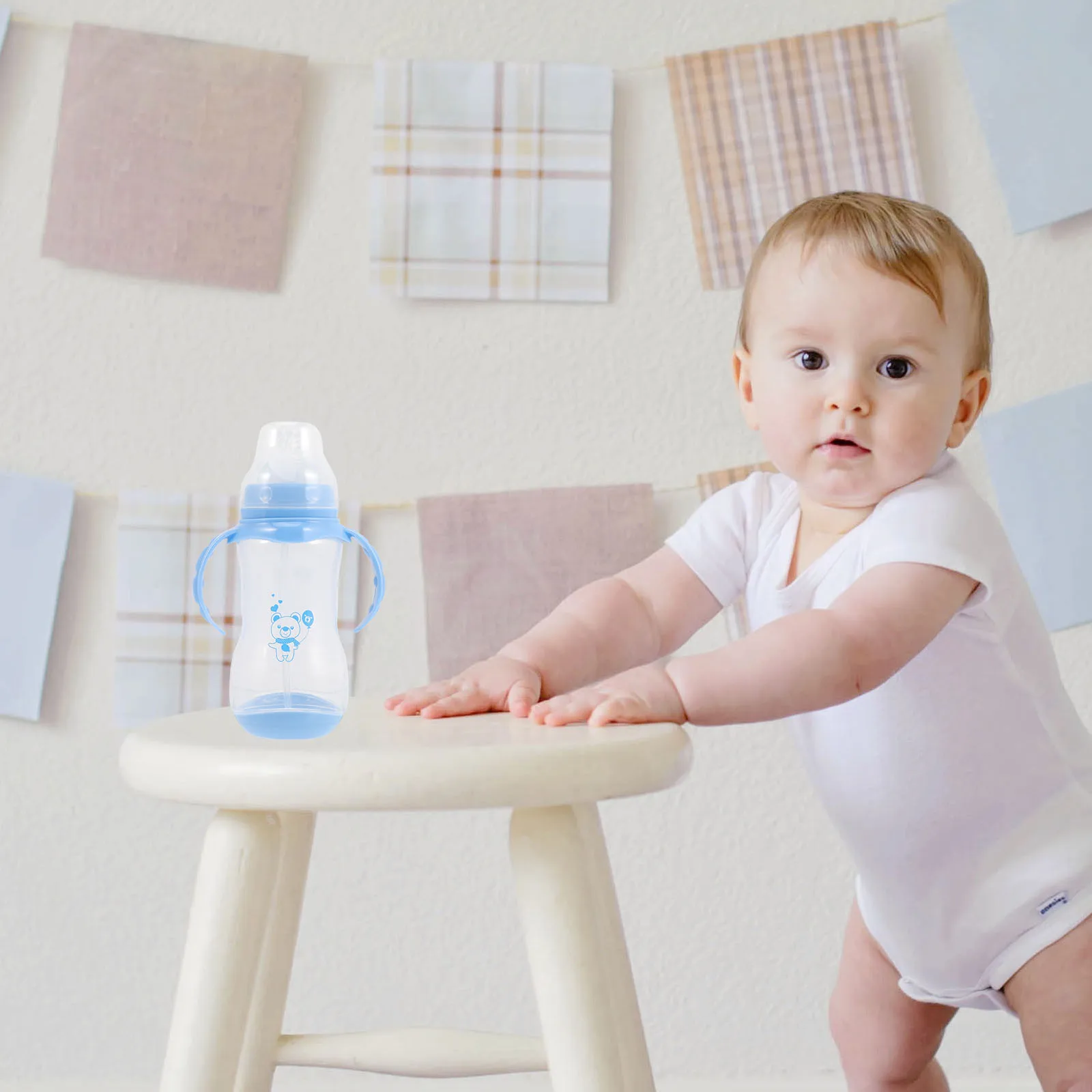 

1 set 1 Set Wide Mouth Baby Bottle Leak-Proof Lightweight Portable Nursing Feeder For Travel Milk Water Feeding Easy Clean