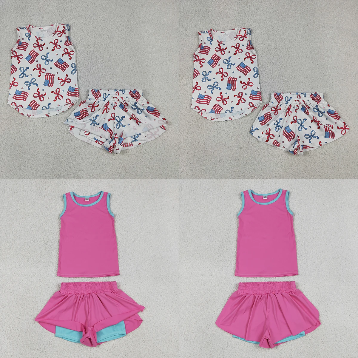 Toddler Sibling Baby Girls Clothes Sleeveless Colorful Yoga Vests Top Ruffle Shorts Set Cute Kids Outfits Children 2Pcs Sets