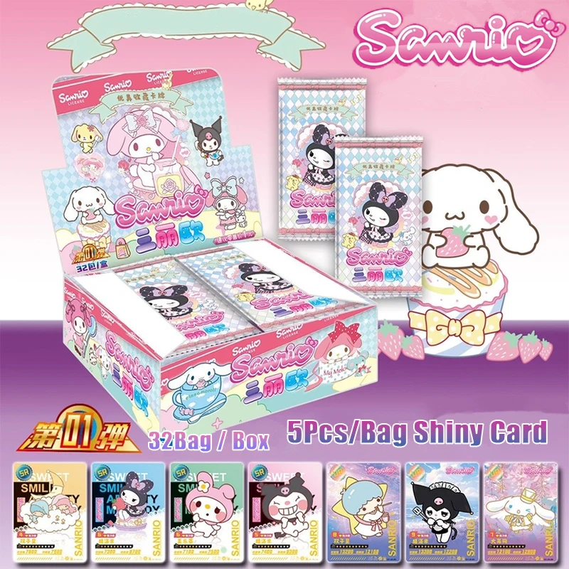 Sanrio Kuromi Hello Kitty Shining Card Cartoon My Melody Cinnamoroll Collectible Game Trading Card Children Toy Christmas Gift