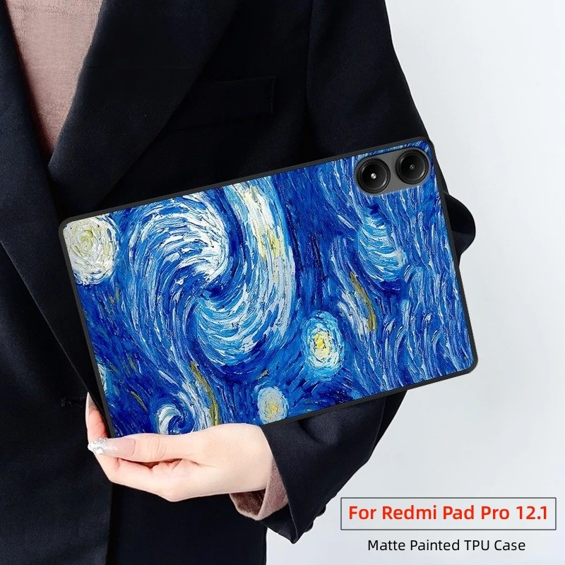 Funda para Xiaomi Redmi Pad Pro 2024, cubierta trasera de silicona TPU mate con pintura al óleo de 12,1 pulgadas para niños, 12,1