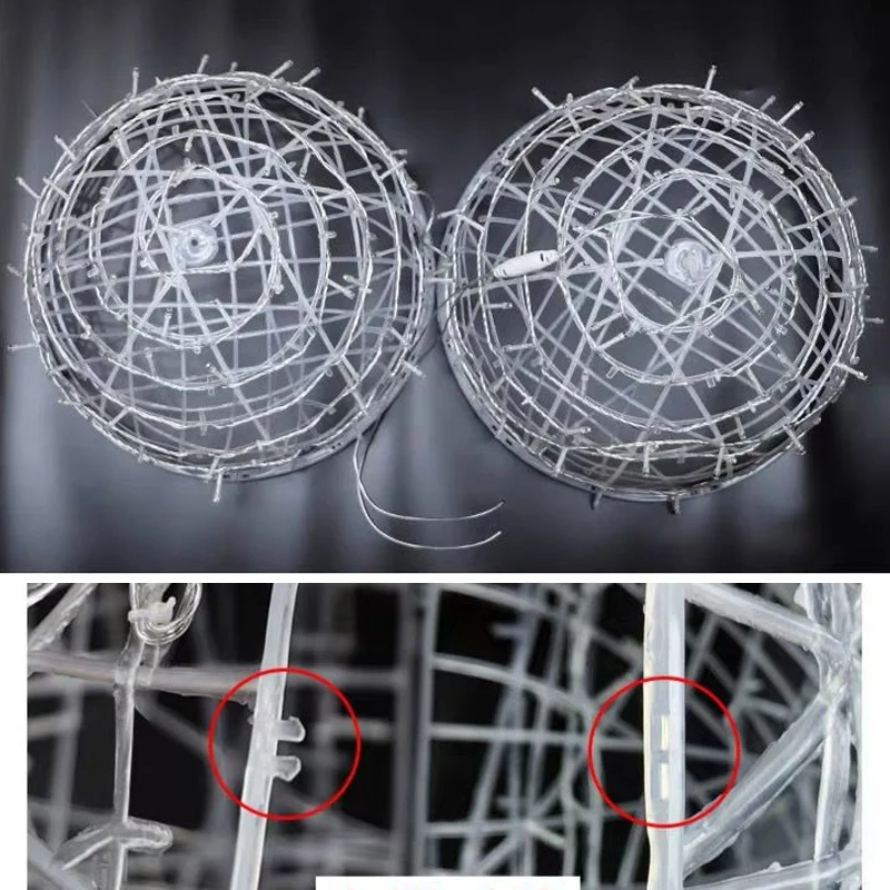 20cm Outdoor Christmas Balls Lights String Hanging 46LED Garden Sphere Tree Lamp Glow Globe Lights for Party Yard Porch Eave - Image 4