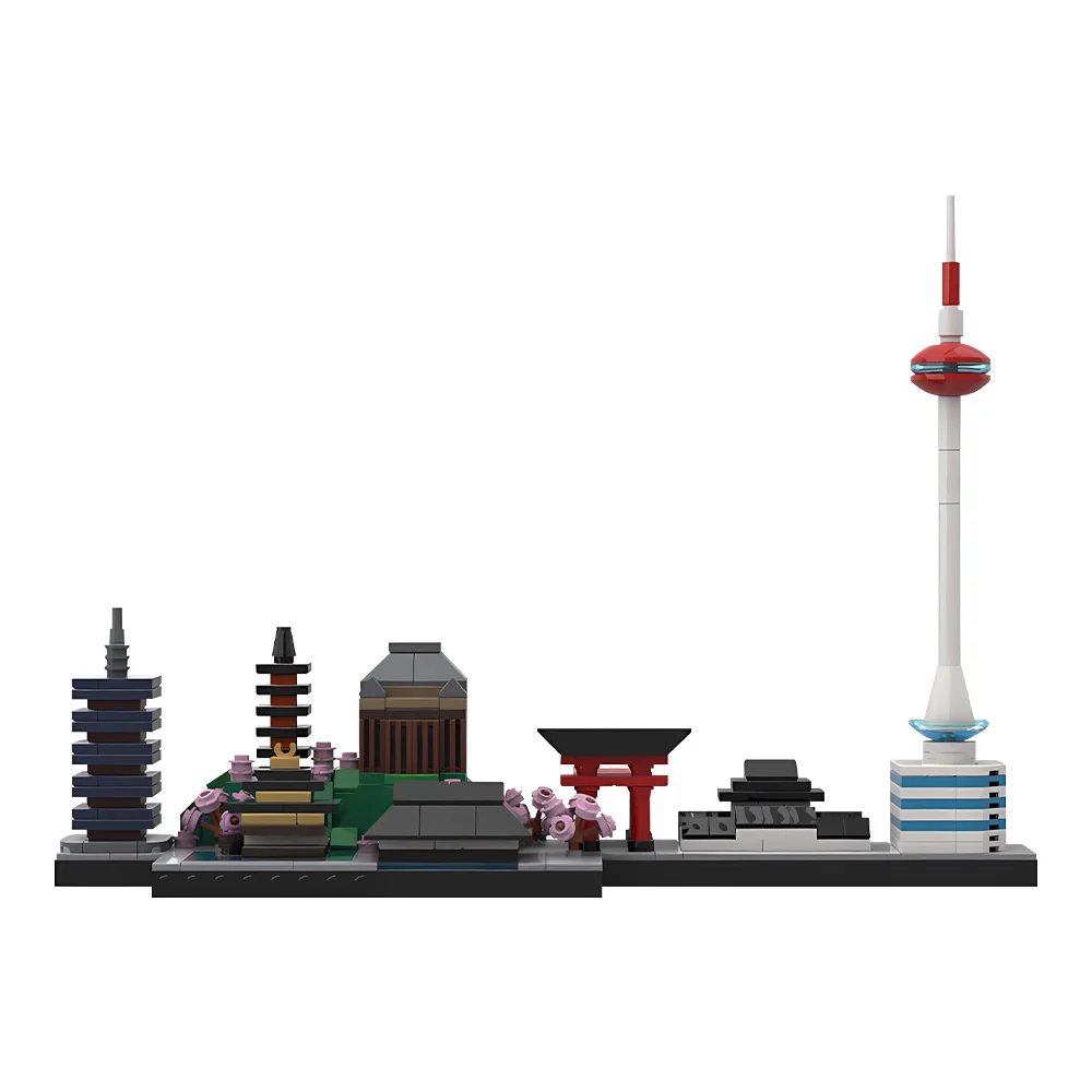 

MOC Japan Kyoto Skyline Building Block City View Tianlong Temple Fushimi-Inari Taisha Kyoto Imperial Palace Кирпичная игрушка Подарок для взрослых