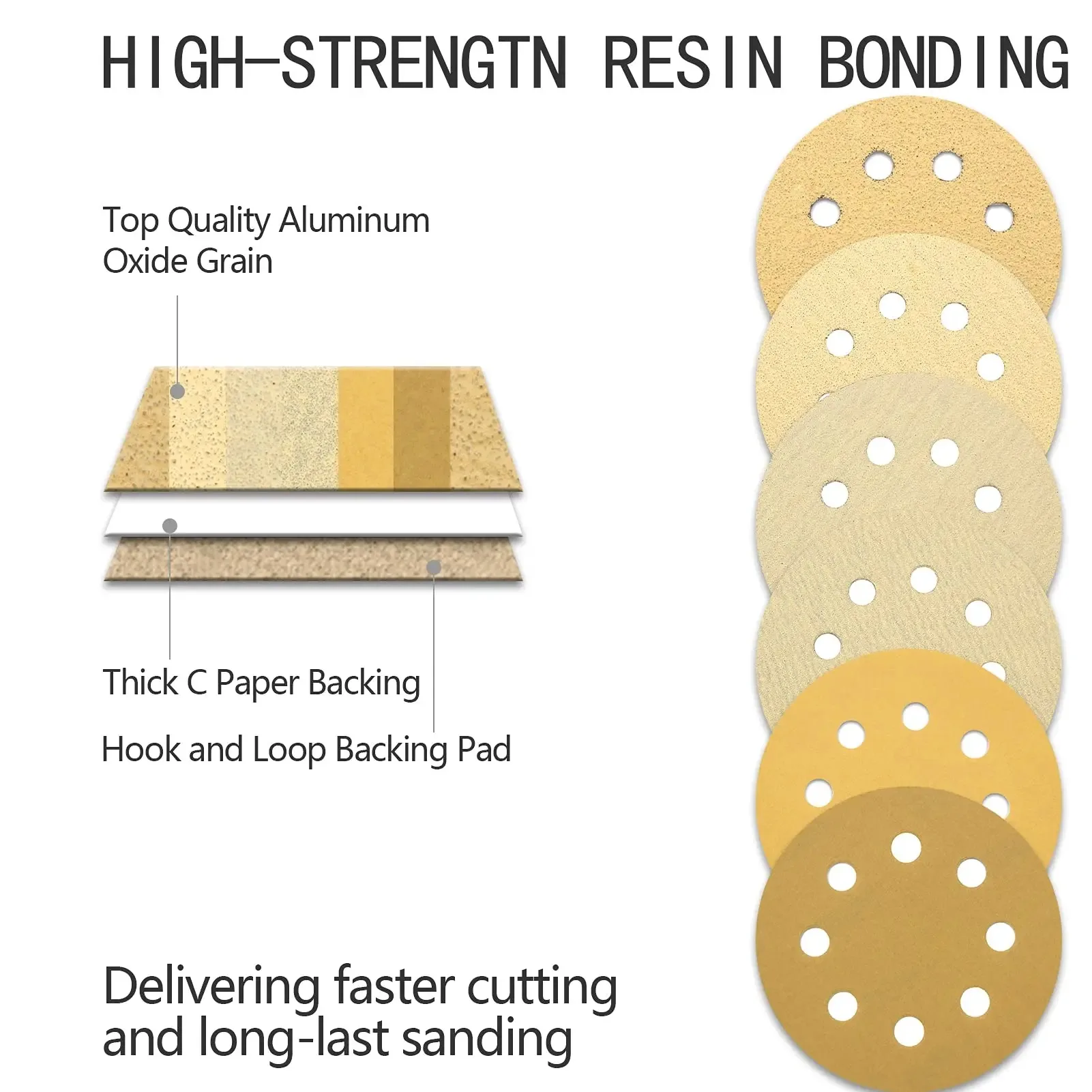 10-100Pcs 5 Inch 8 Holes Dry Sanding Discs Hook&Loop Sandpaper Aluminum Oxide Abrasive Paper for Rotary Tool Wood Metal Wall