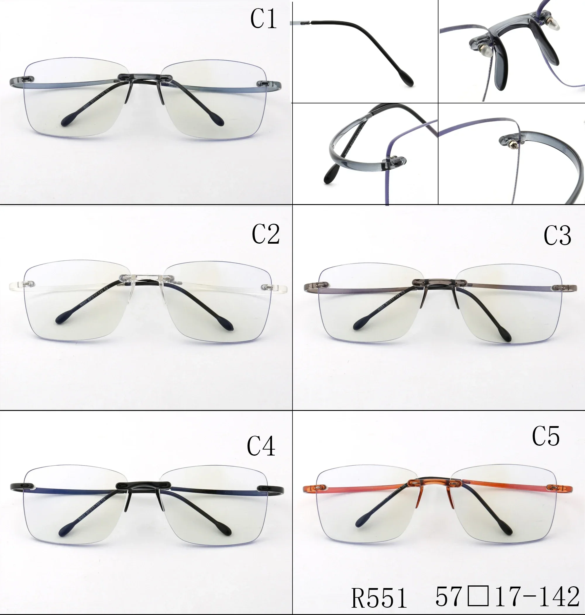 Men Anti Blue Light Glasses Frame Square Eyeglasses Women Rimless Eyeglass Reading Computer Lightweight  Anti Glare Frame