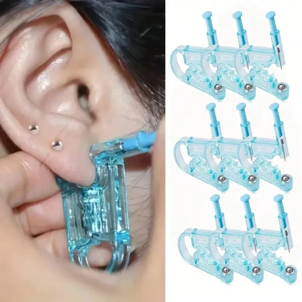 1-15pcs Disposable Blue Ear Piercing Gun Kit Asepsis Healthy Safety Nose Earring Piercer Tool Set Machine Kit Studs Body Jewelry