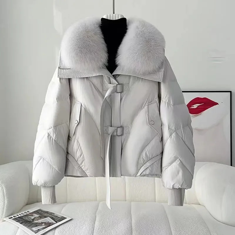 Large Fur Collar And Thick Cotton Jacket For Women In Winter 2025 Fashionable And Loose Warm Short Jacket Outwear