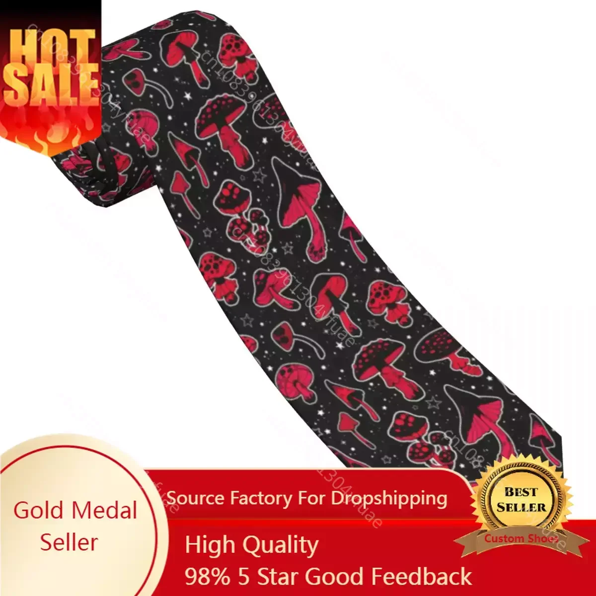 

Tie For Men Formal Skinny Neckties Classic Men's Red Fly Agarics Mushroom Wedding Tie Gentleman Narrow