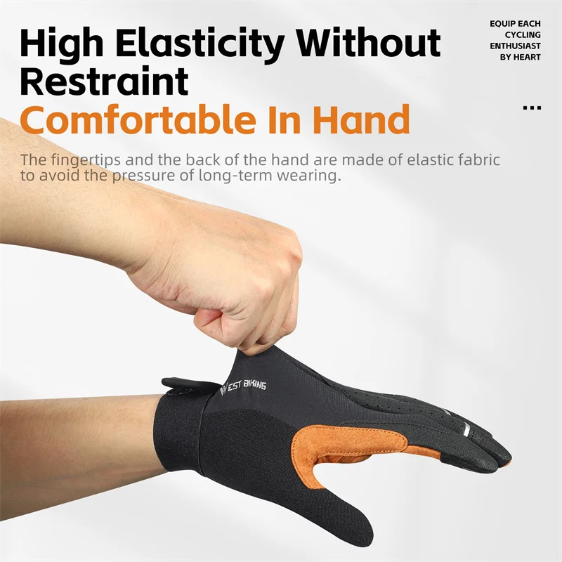 WEST BIKING Autumn Winter Men\'s Full Finger Cycling Gloves Touch Screen Anti-Slip Sports Gloves Thin Breathable /Thick Thermal