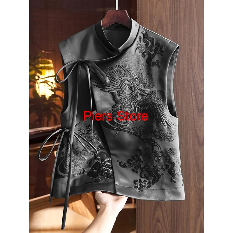 Nuevo 2025 qipao mujeres vintage flor chaleco abrigos casual mujeres chaleco suelto nacional hanfu top mujeres tops elegante traje tang oriental