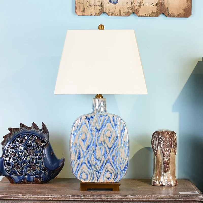 TEMOU American CeramicTable Lamp Retro Creativity Living Room Bedroom Study Hotel Engineering Designer Desk Lighter Desk Light