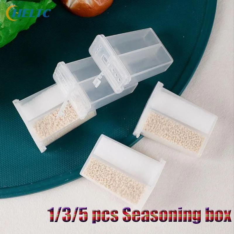 1/3/5pc 2in1 Camping Seasoning Shaker Multi-Purpose Spice Jar With Lid 2-Compartment Outdoor BBQ Cooking Salt Pepper Storage Box