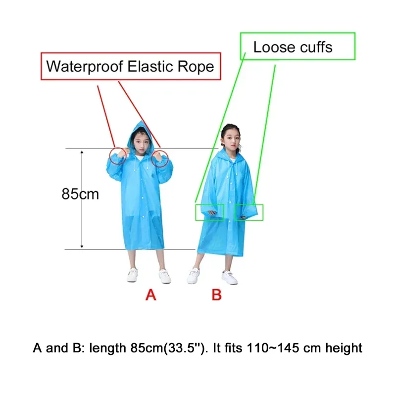 Fashion Children\'s Raincoat High-quality EVA Waterproof Thickened Raincoat Outdoor Hiking Reusable Transparent Raincoat