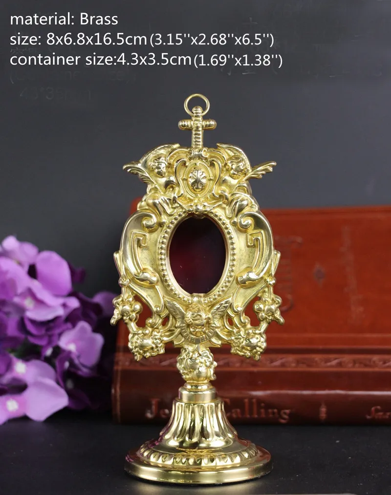 

С изображением католической святыни Reliquary с держателем для реликетов, латунный, полированный столешница для дома, церкви или часовни, святой монстр