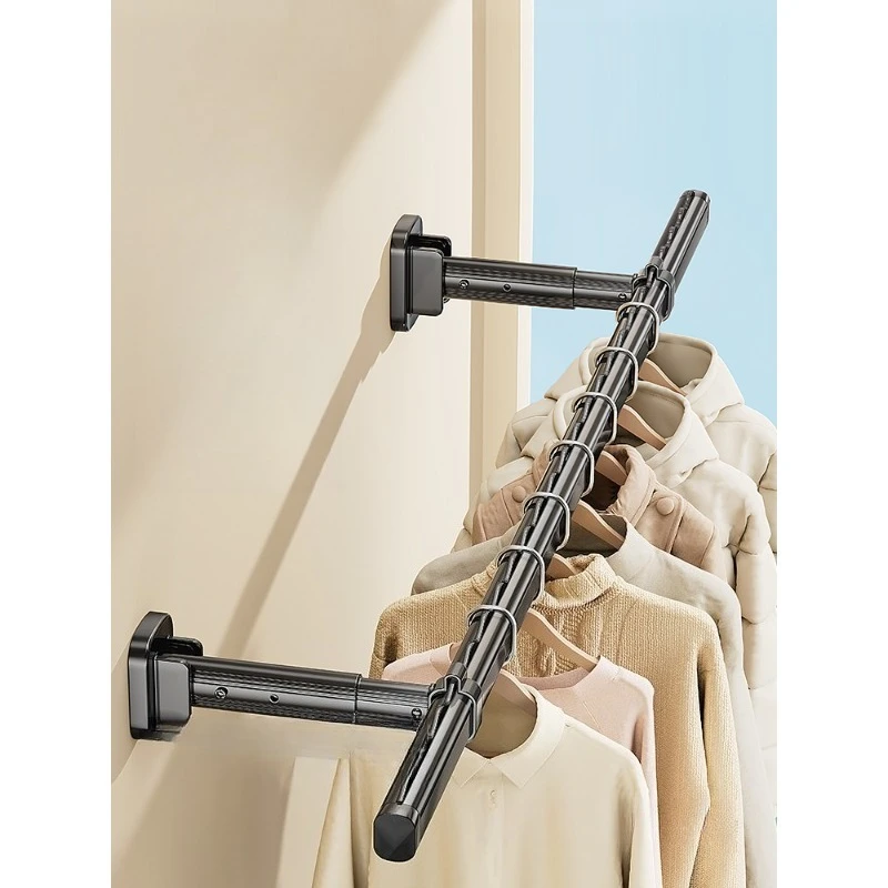 

Side drying rack Fixed folding hanger on balcony wall Side drying rod