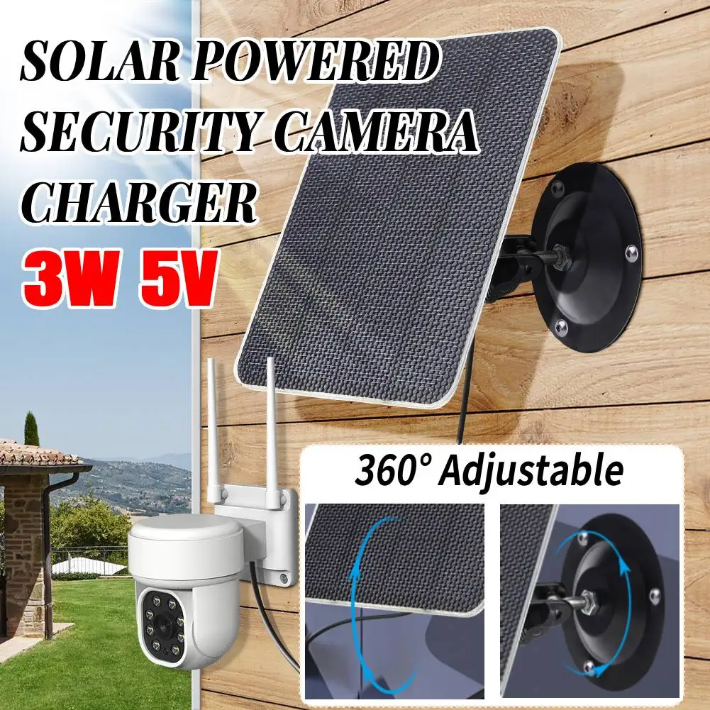 

1Pcs 3W Solar Panel 5V IP Security Camera Charger IPX6 Monocrystalline Solar Panel Charger For Wireless Outdoor Security IP CCTV