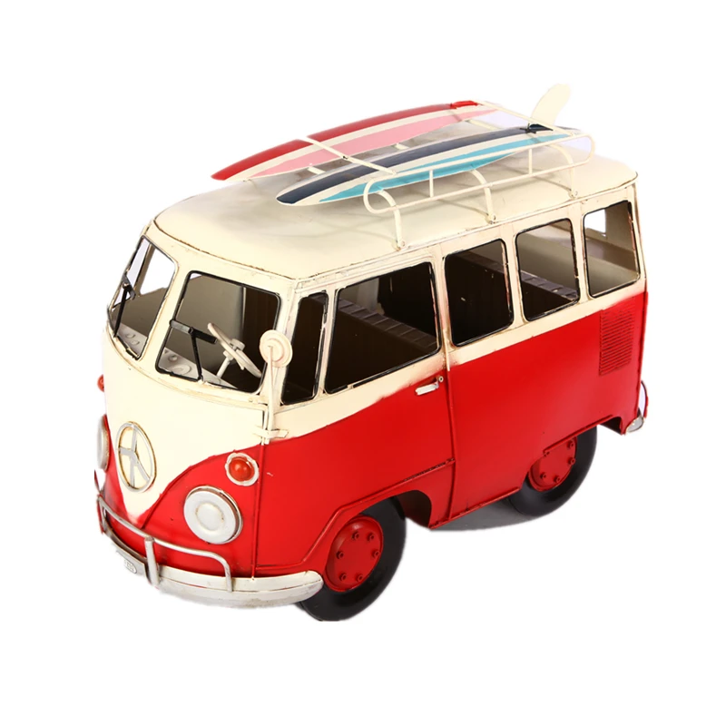 

Vintage Tin Volkswagen Beetle Bread Bus Bus, Model Simulation Home Ornament