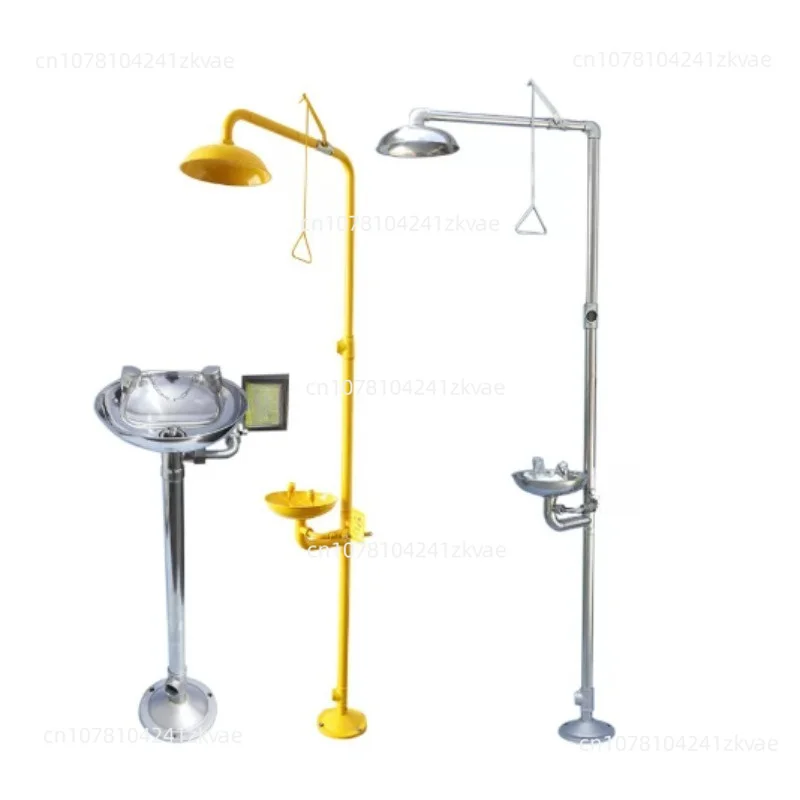 304 Stainless Steel Composite Emergency Shower Eyewash, Factory‑Inspected Vertical Double Eye Washing Shower Set