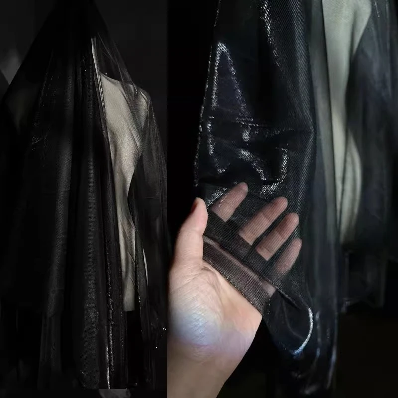 

Черная прозрачная сетчатая ткань с лазерным блеском, мягкая древняя повязка на голову ханьфу, декоративная дизайнерская одежда для выступлений на сцене, ткань