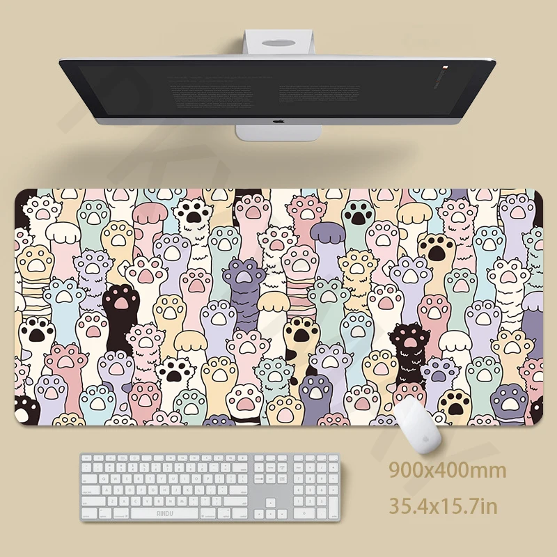 

Cute Cat 80x30cm XXL Lock Edge Mousepads Large Gaming Mousepad Desk Mat Mouse Mat Beast Desk Pad For Gift Mouse Pad