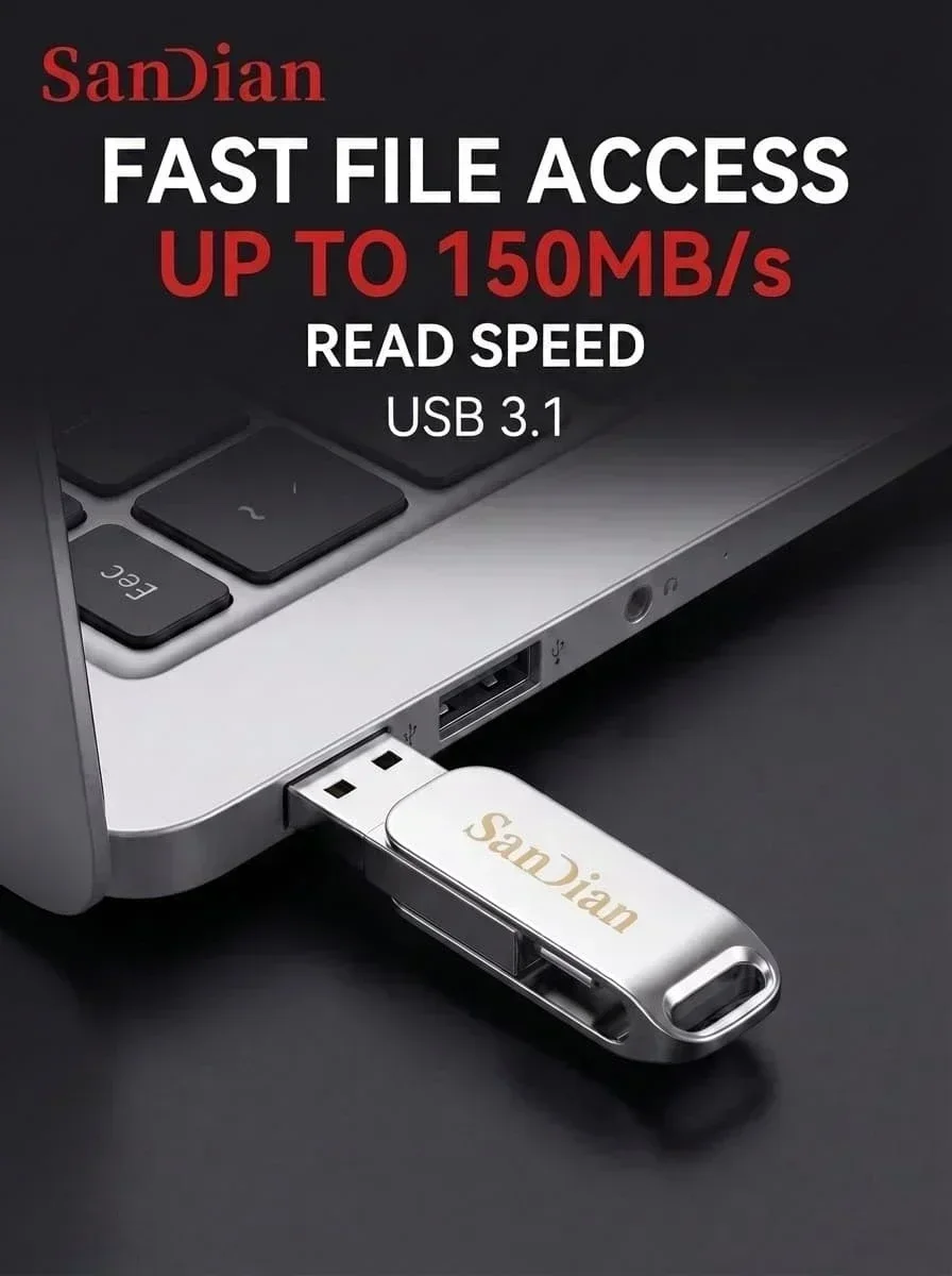 Original Durable 2 in 1 Type A & Type C USB Flash Drive Metal USB Flash Drive 128GB USB3.1 Pendrive For PC Laptop Android Phone
