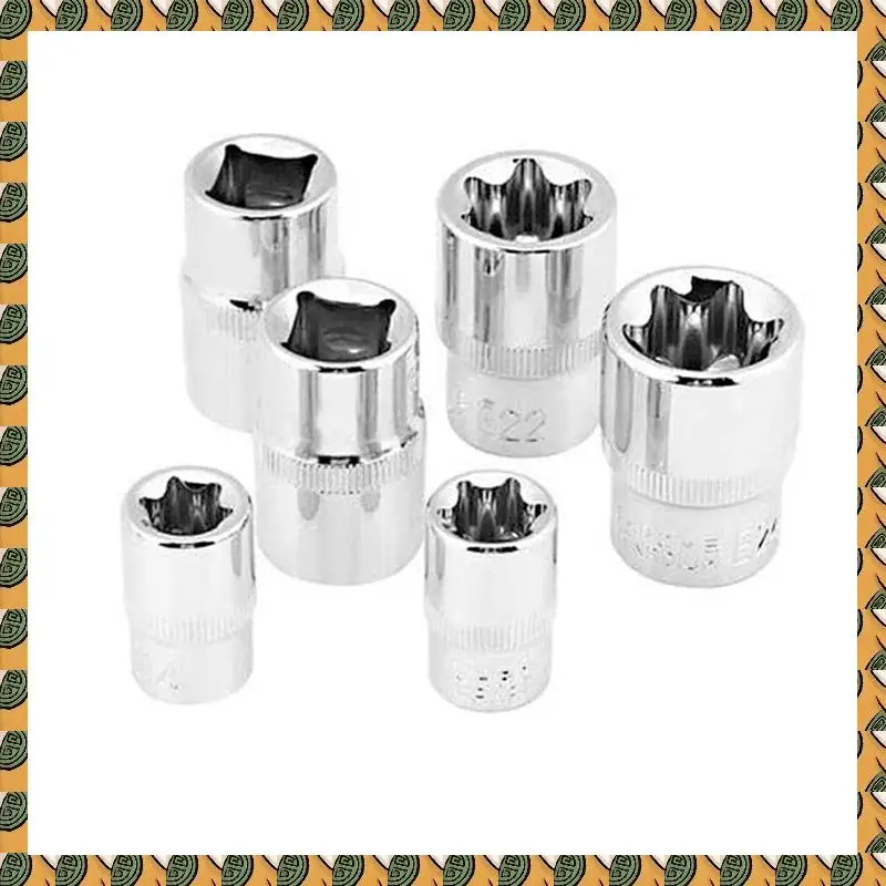 

A77I Torx Socket Kit Parts Tamper Proof Torx Star Bit Torque Female E-Socket Set E4-E24 1/4 Inch 3/8 Inch 1/2 Inch Drive 14Pcs