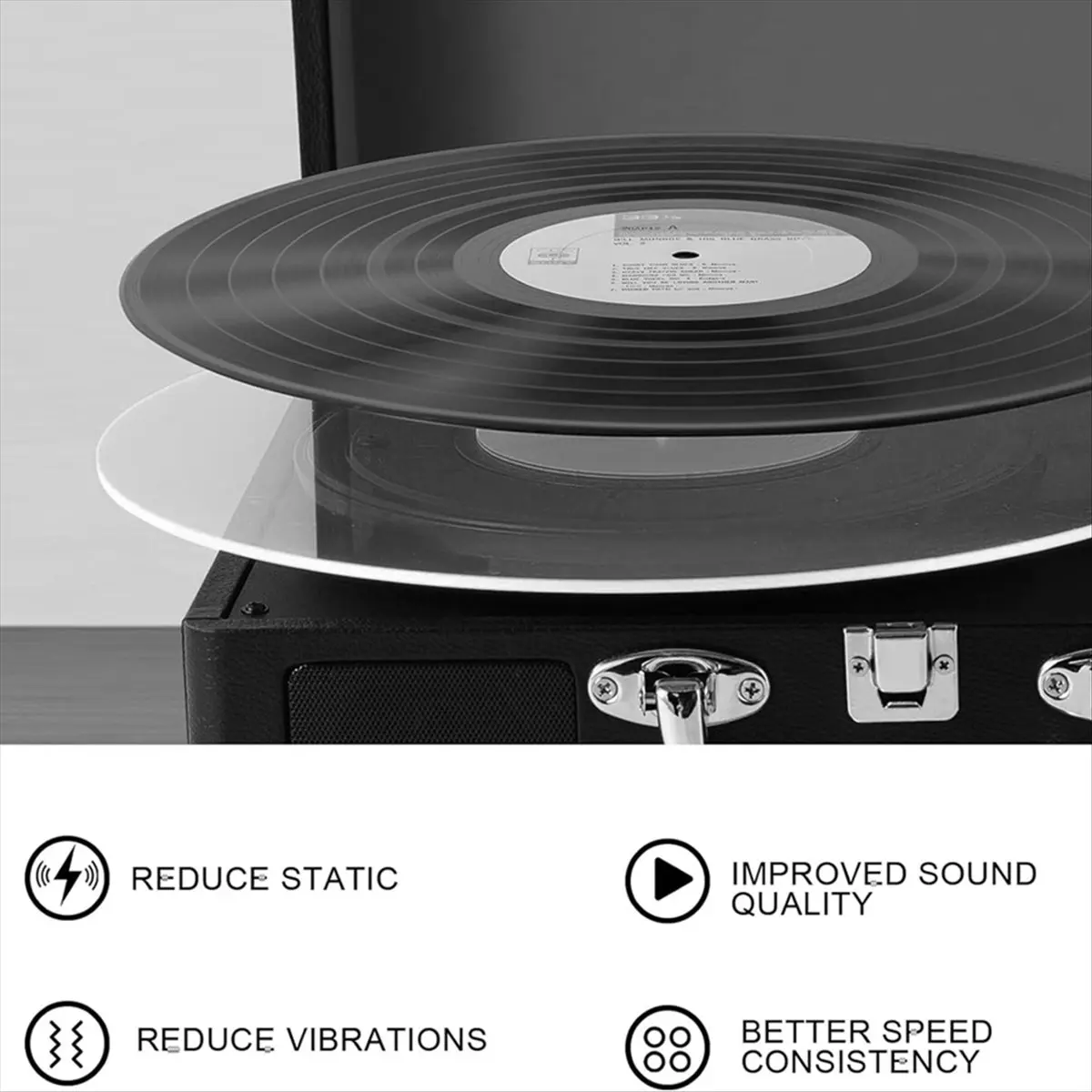 L77A Acrylic Turntable Mat, 12inch Slip Mat for Viny Record Player, 3mm Thick Acrylic Platter Slipmat Replacement