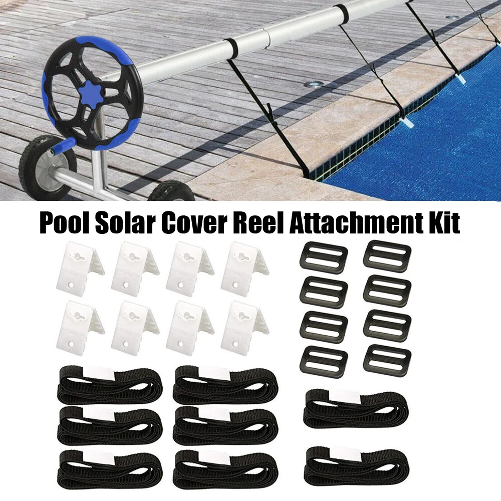 

Pool Solar Cover Reel Attachment Ki 24pcs/sett for In Ground Swimming Pool Outside Roller Attachment Strap Clip Kit