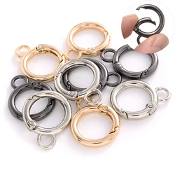 4Pcs/Lot Metal Openable Round Carabiner Spring Clasps With Small Circle Bag Clips Hook Keychain Dog Chain Buckles Connector