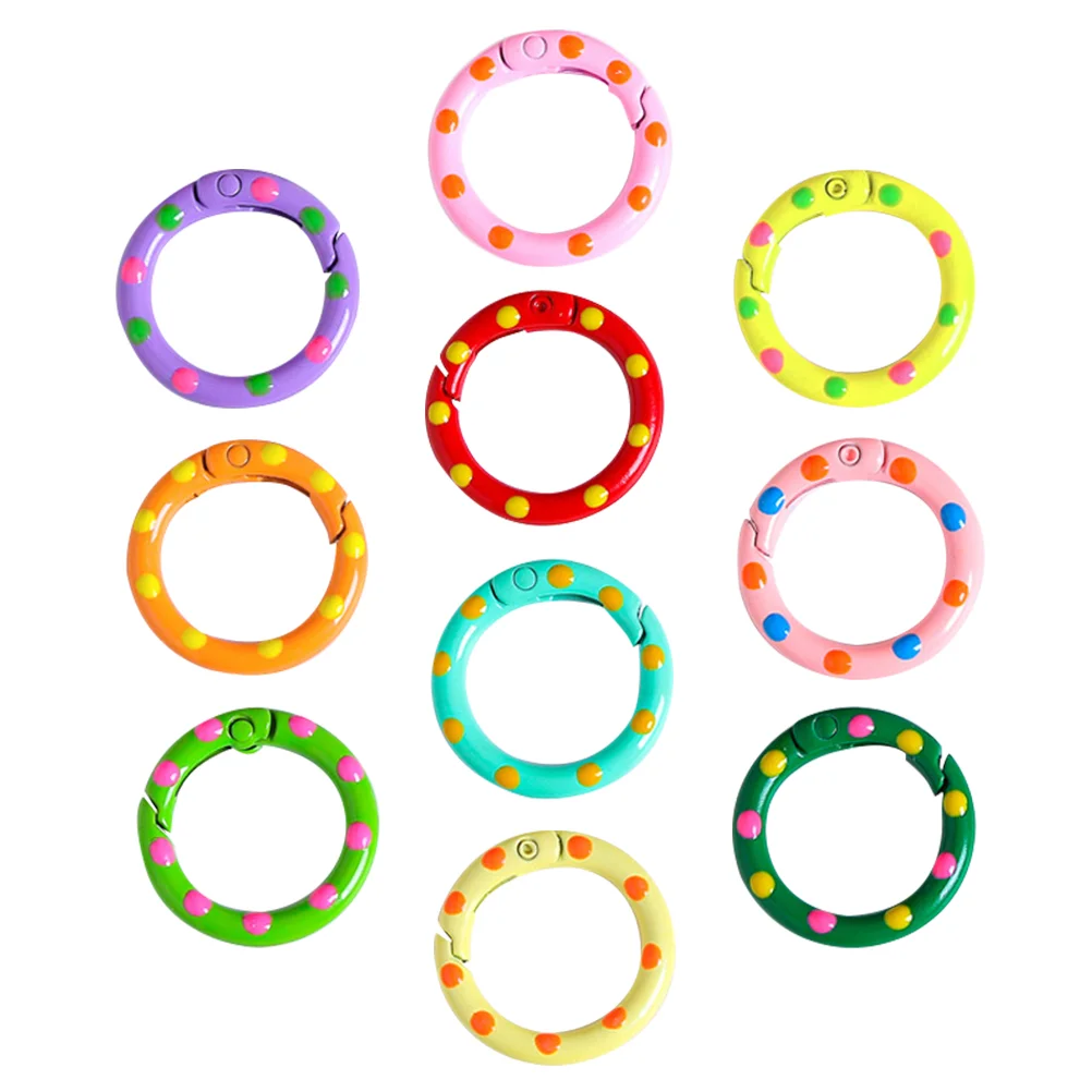 Spring Buckle Clasp Clip Metal Keychain Snap Jewelry Carabiner Round Keyring Keyrings