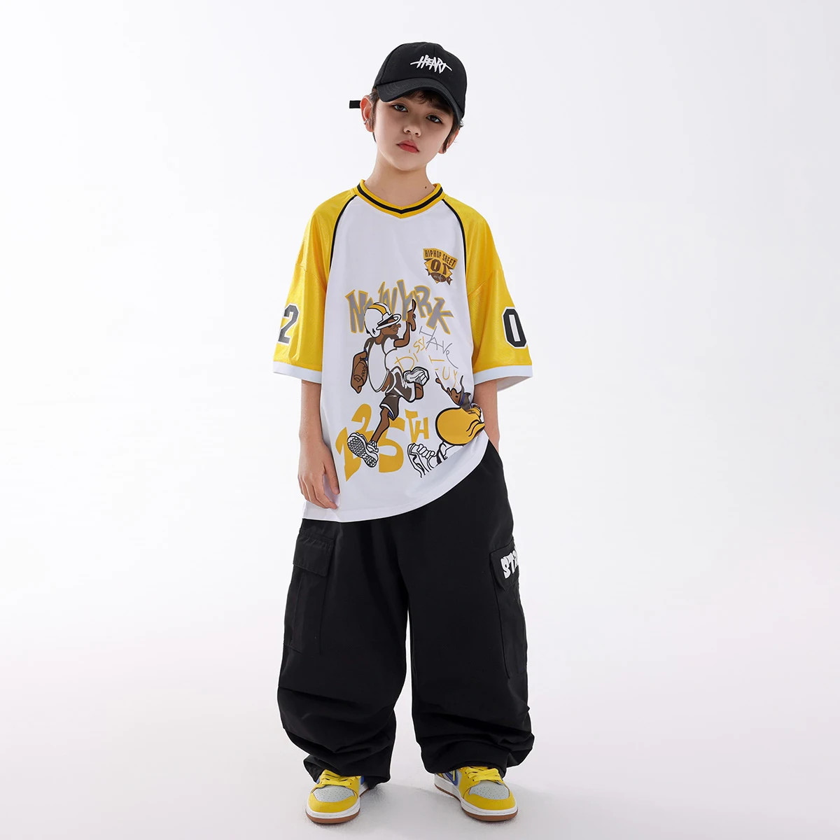 Hiphop Pak Jazzdans Jongens Meisjes Streetwear Sport Print Top Broek Kinderen Oefenpak Street Dance Stadiumkostuums DN20531