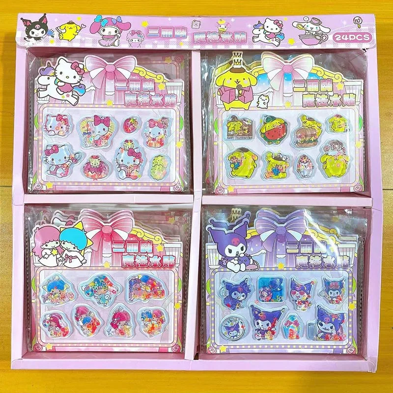 6pcs/lot Sanrio Kawaii Melody Cinnamoroll Sticker Kuromi Water Stickers 3D Decorative Cute Stationery Gift School Supplies