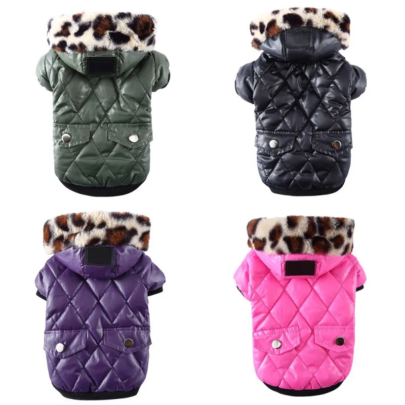 Dog Coat with Warm Detachable Hat Dog Thick Jacket Hoodie Reflective Sweater Clothing Outfits