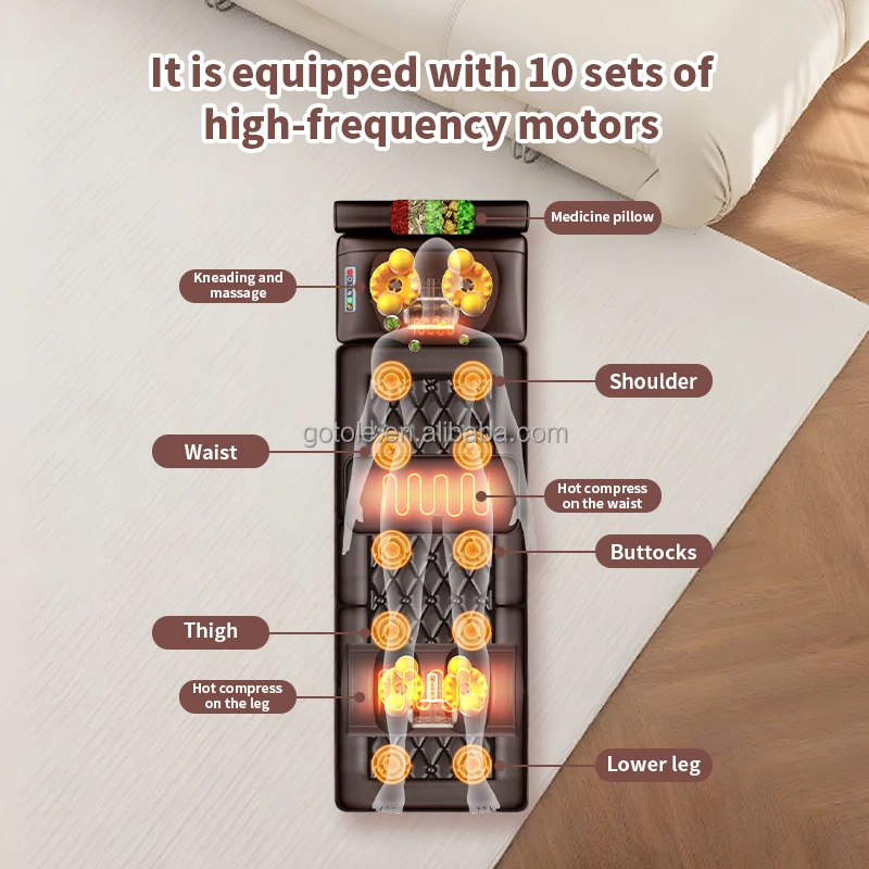 مرتبة تدليك كهربائية لتقويم العظام لكامل الجسم من Good Sellers بحجم قياسي مع حصيرة سرير تعمل بوظيفة الاهتزاز والتدفئة #6