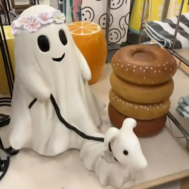 Dog Statue Ghost Dog Statues Halloween Creative Desk Decoration Halloween Creative Dog Walking Ornament christmas supplies