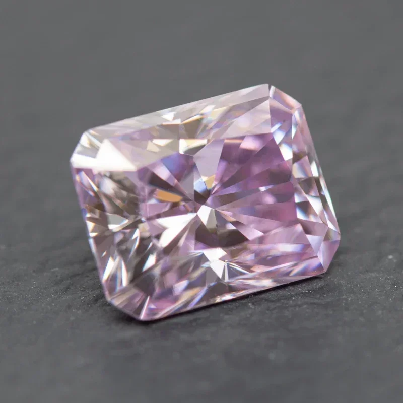 Moissanite Stone Radiant Cut Light Purple Color VVS1 with GRA Certificate for Gemstone Charms Beads Top Jewelry Making Materials