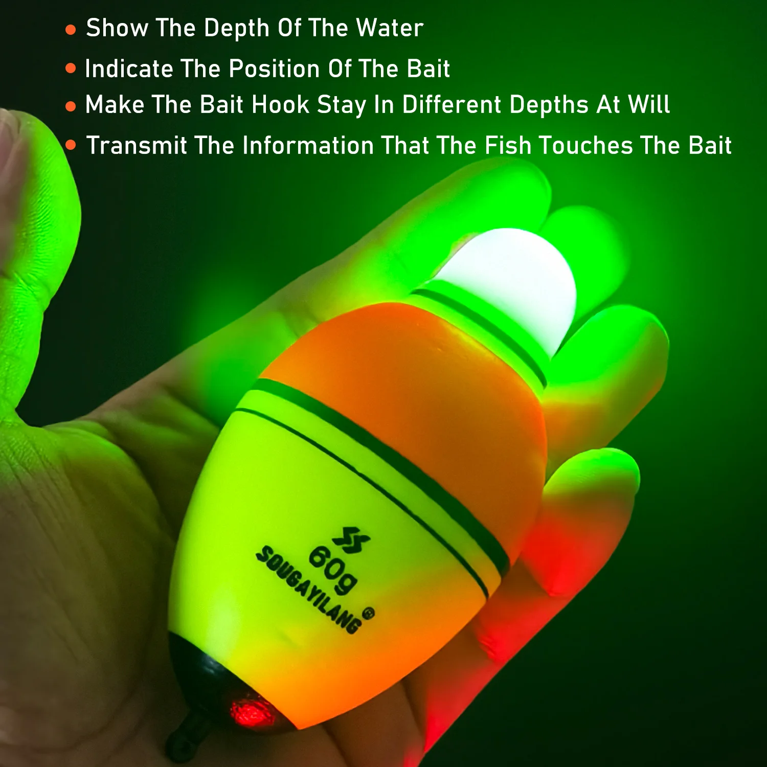 Sougayilang Leuchtende Fischbojen, 2 Stück, mit 6 Größenoptionen, hergestellt aus hochdichtem Schaumstoff, für eine Auftriebskraft von 30–100 g, zum Angeln. – Detail 5