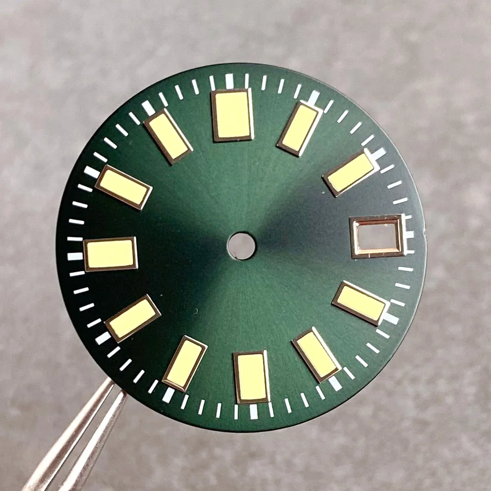 29mm full green Dial hand Luminous Fit NH35 NH36 Diving Men Watch Accessories date window replacement parts