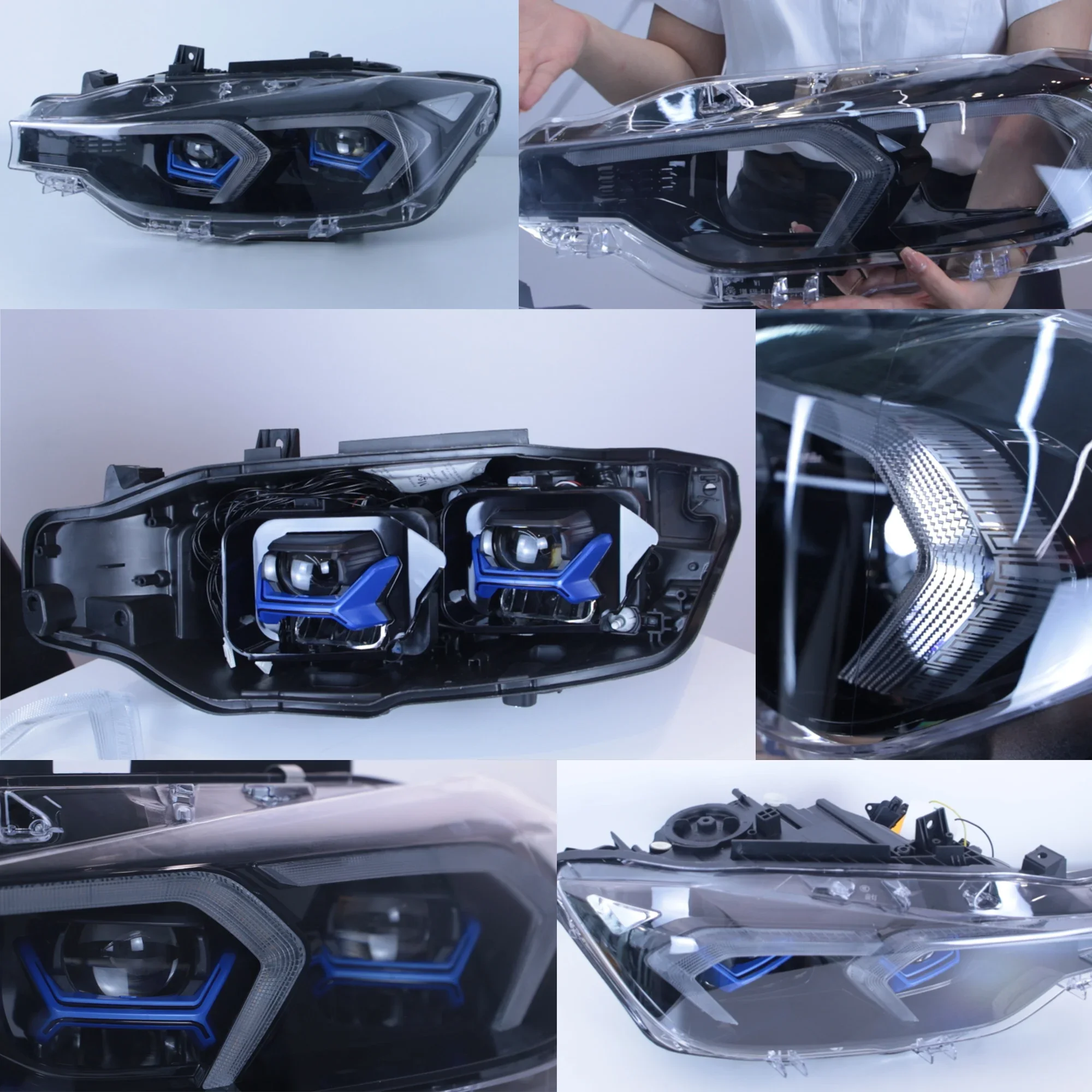 Lampu depan LED BMW, untuk 2013-2018 BMW 3 seri DRL dengan sinyal belok kuning & putih bahan ABS F30 F35 F80 LCI model