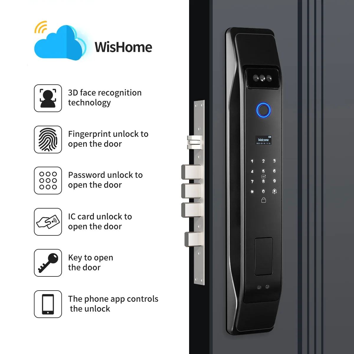 Han-Japanese facial recognition digital door lock app Wifi smart door lock card key unlock keyless entry smart front door lock
