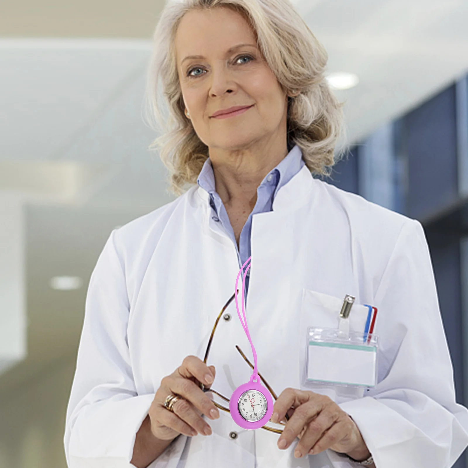 

Silicone Nurse Pocket Watch Round Medical Hanging Watch for Doctors and Nurses Purple Exquisite Detail Popular Gift