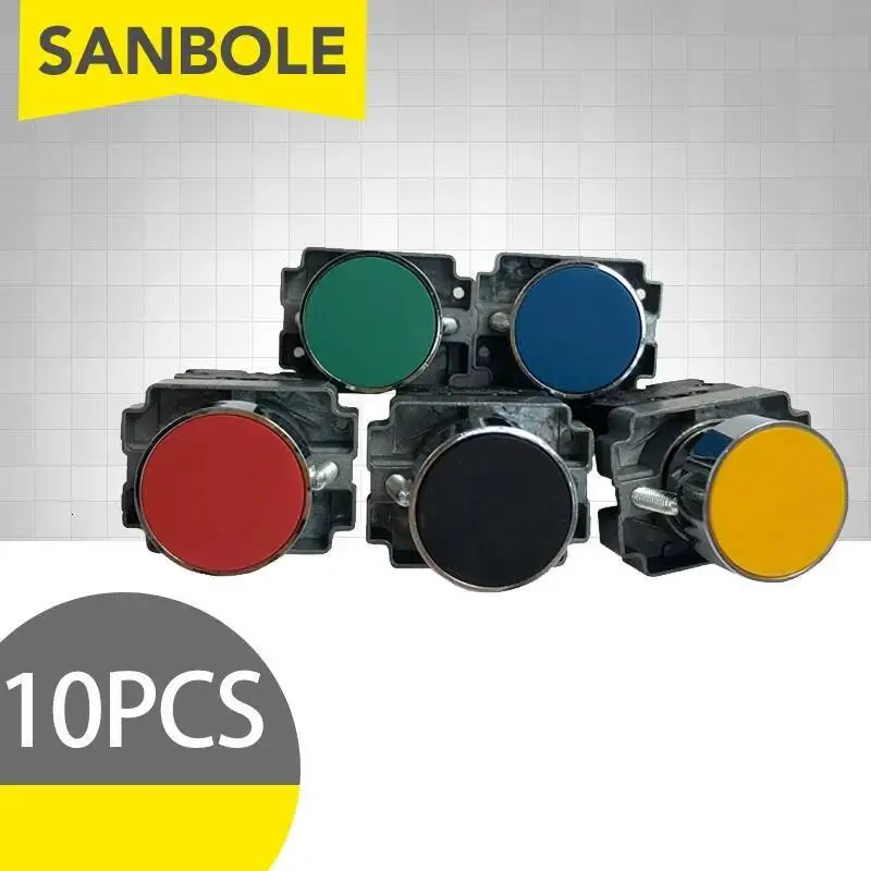 10 peças interruptor de botão de reinicialização 22mm XB2-BA31 ba42 ba51 botão plano momentâneo 1no 1nc toque start stop ON-OFF