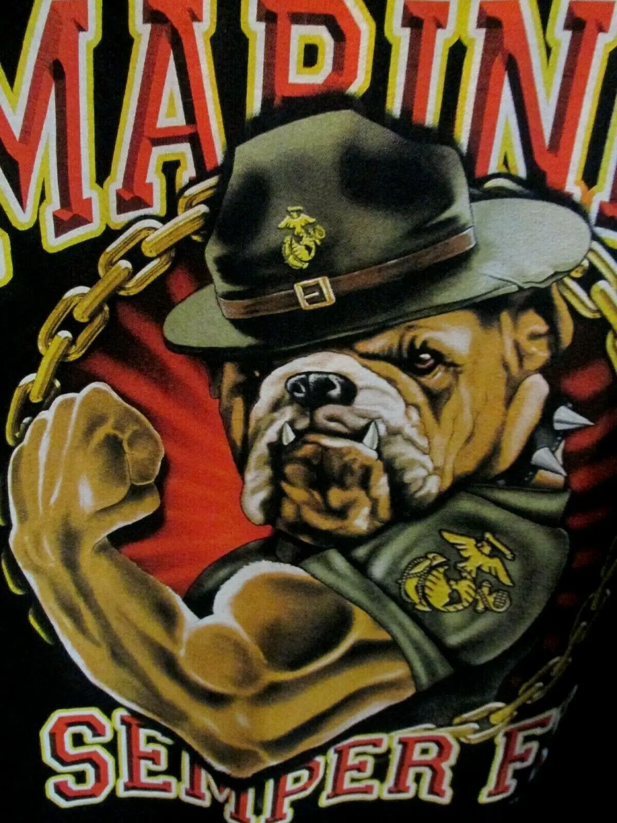 USMC Marines Semper Fi Chesty The Bulldog Graphic T-Shirt Breathable Top, Loose Casual Mens T-shirt S-3XL image 5
