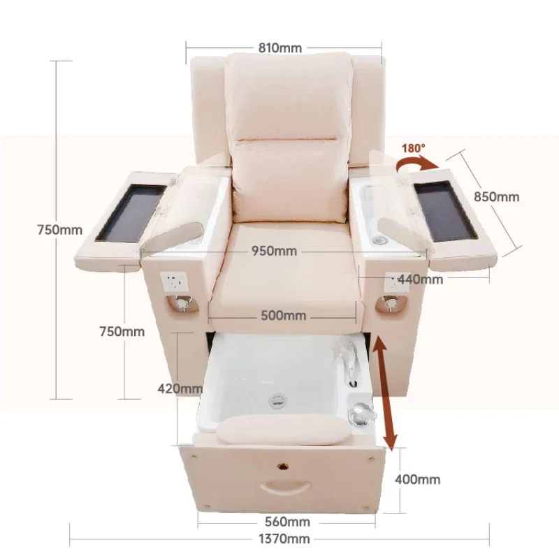 Nail beauty, eyelash beauty, embroidery, foot bath care, foot repair, water supply and drainage, multifunctional sofa, spa chair