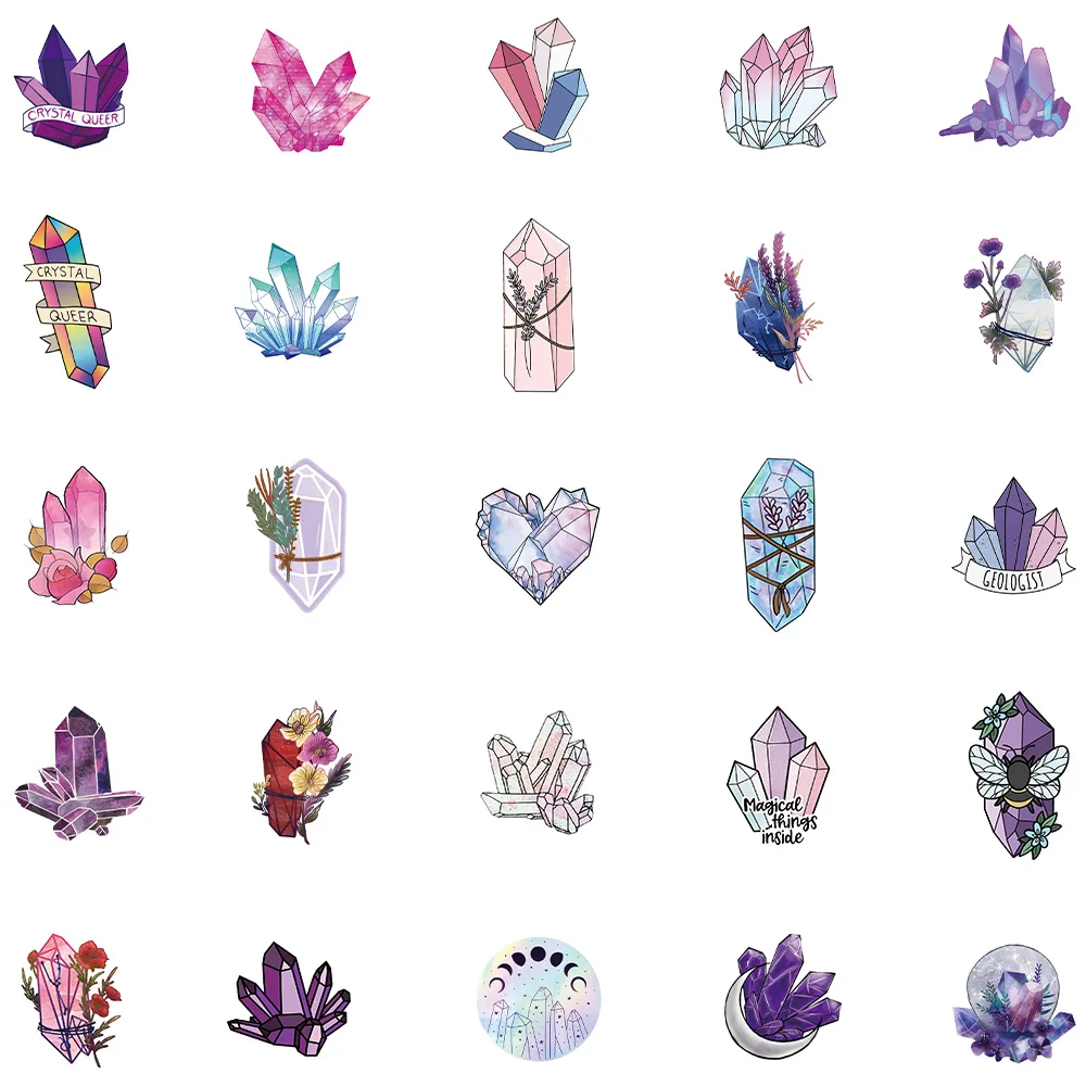 50PCS Colorful Witch Lucky Crystal Graffiti Stickers Aesthetic DIY Bottle Laptop Skateboard Car Motorcycle Bicycle Luggage